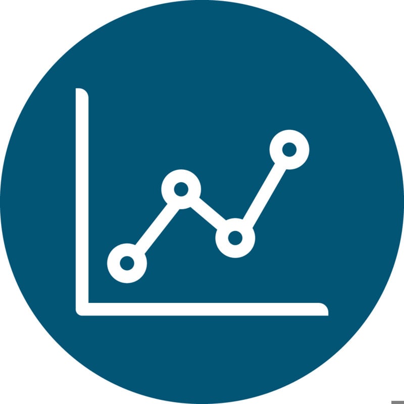 Positive line chart icon blue